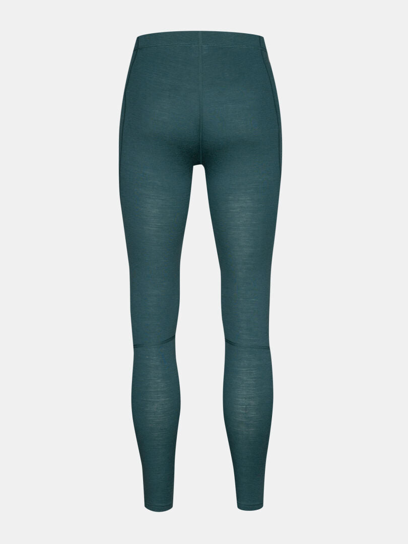Halti Hossa II Merino-underklädesset för herrar i färgen teal, helfigurbild bakifrån mot vit bakgrund – ett perfekt baslager.