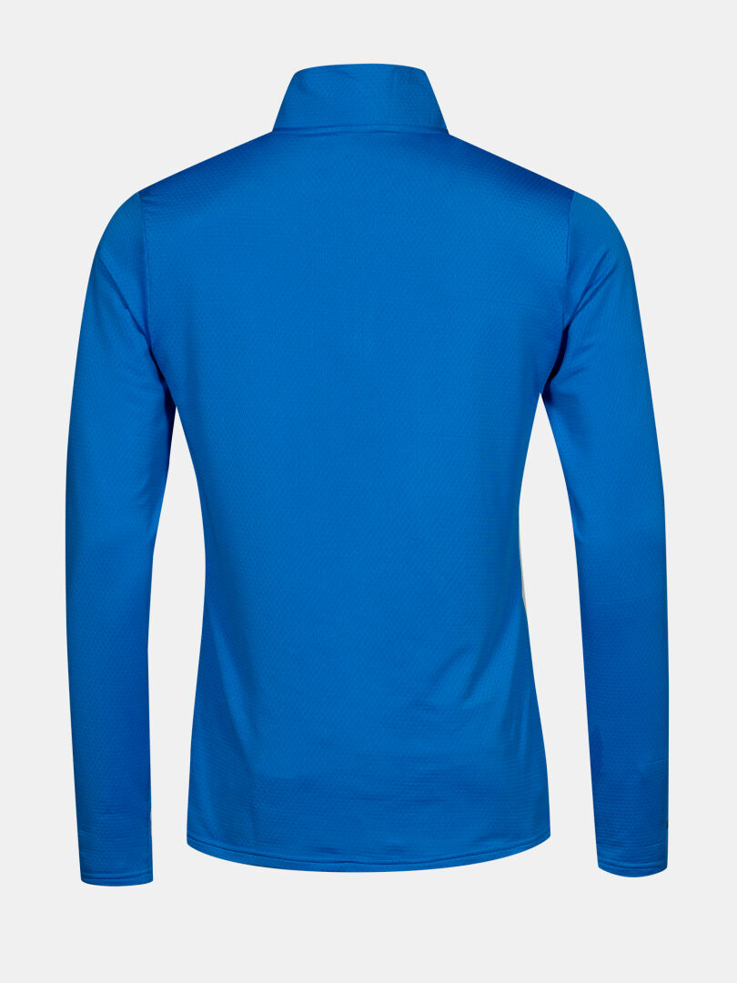 Jaako Tröja Herr by Halti i kungsblå Active Dry Sport Knit visas bakifrån mot en vit bakgrund.