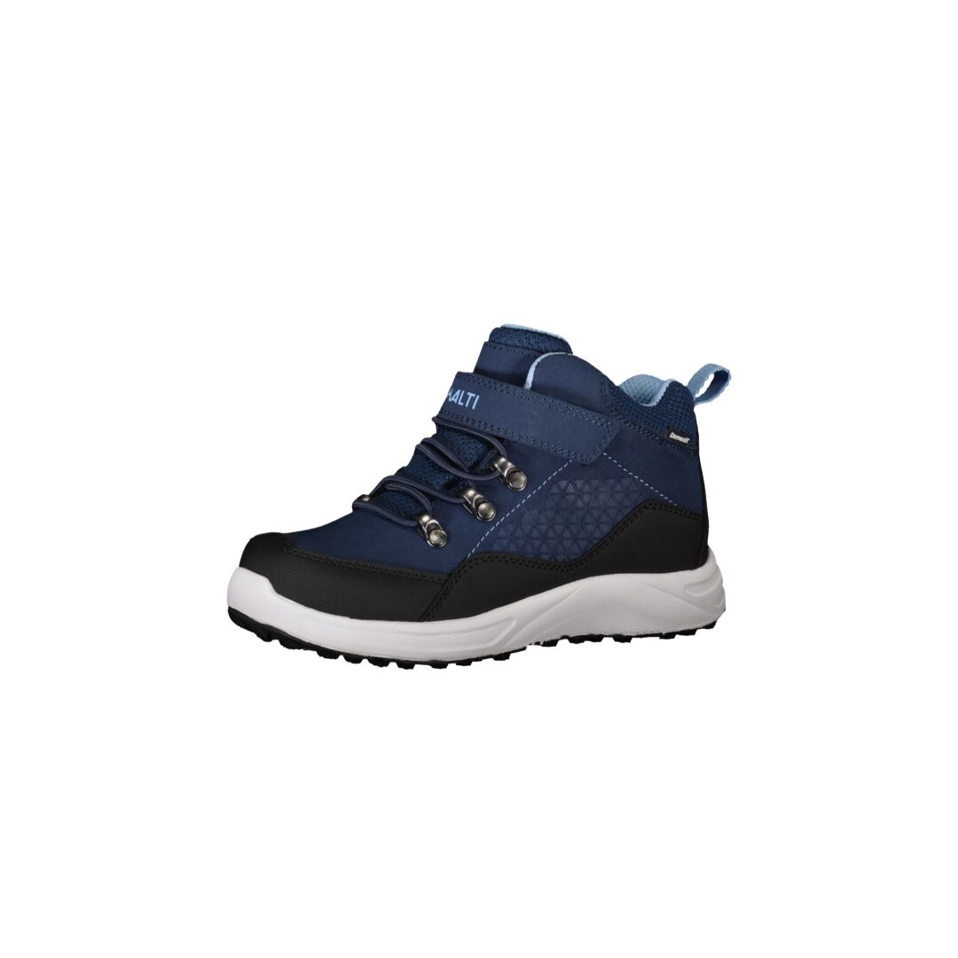 Halti Gisla Junior Mid DrymaxX Sneaker i blått/svart har en Phylon-sula, snören och dragflik.