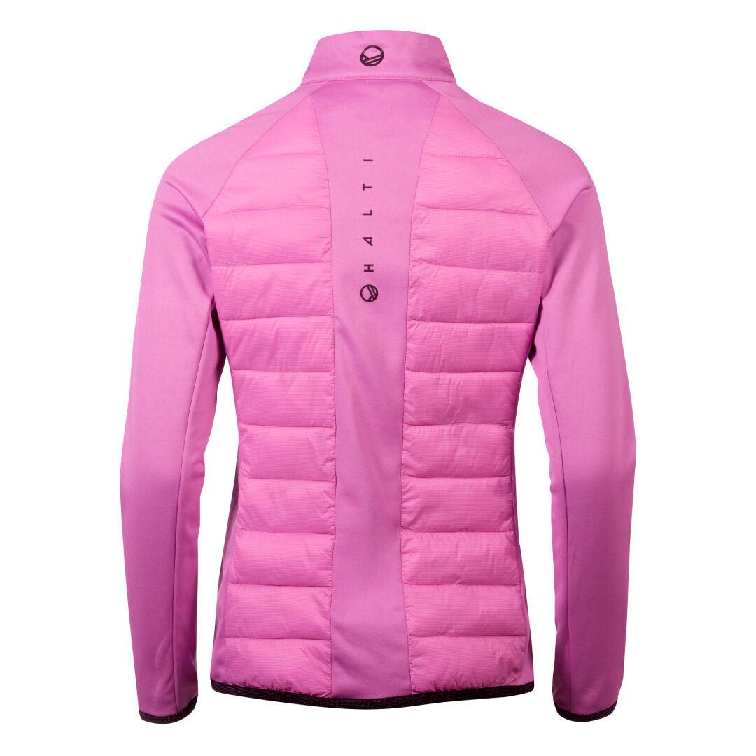 Halti Polku Dam Anorak är en rosa pufferjacka med Microtherm® Thermofill och quiltade paneler.